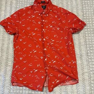 J Crew Short Sleeved Bird Print Button Down